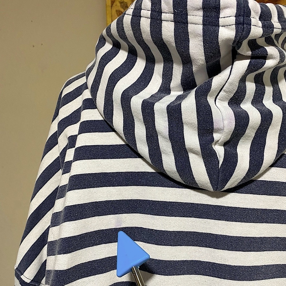 vtg EXPRESS JEANS Striped Sweatshirt w Hood - Picture 8 of 8